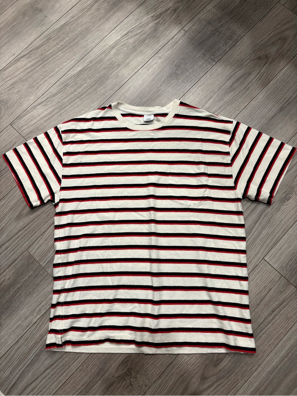 Urban Outfitters Ivory Tee with Red & Black Stripes